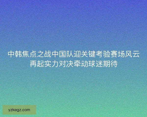 中韩焦点之战中国队迎关键考验赛场风云再起实力对决牵动球迷期待